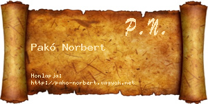 Pakó Norbert névjegykártya
